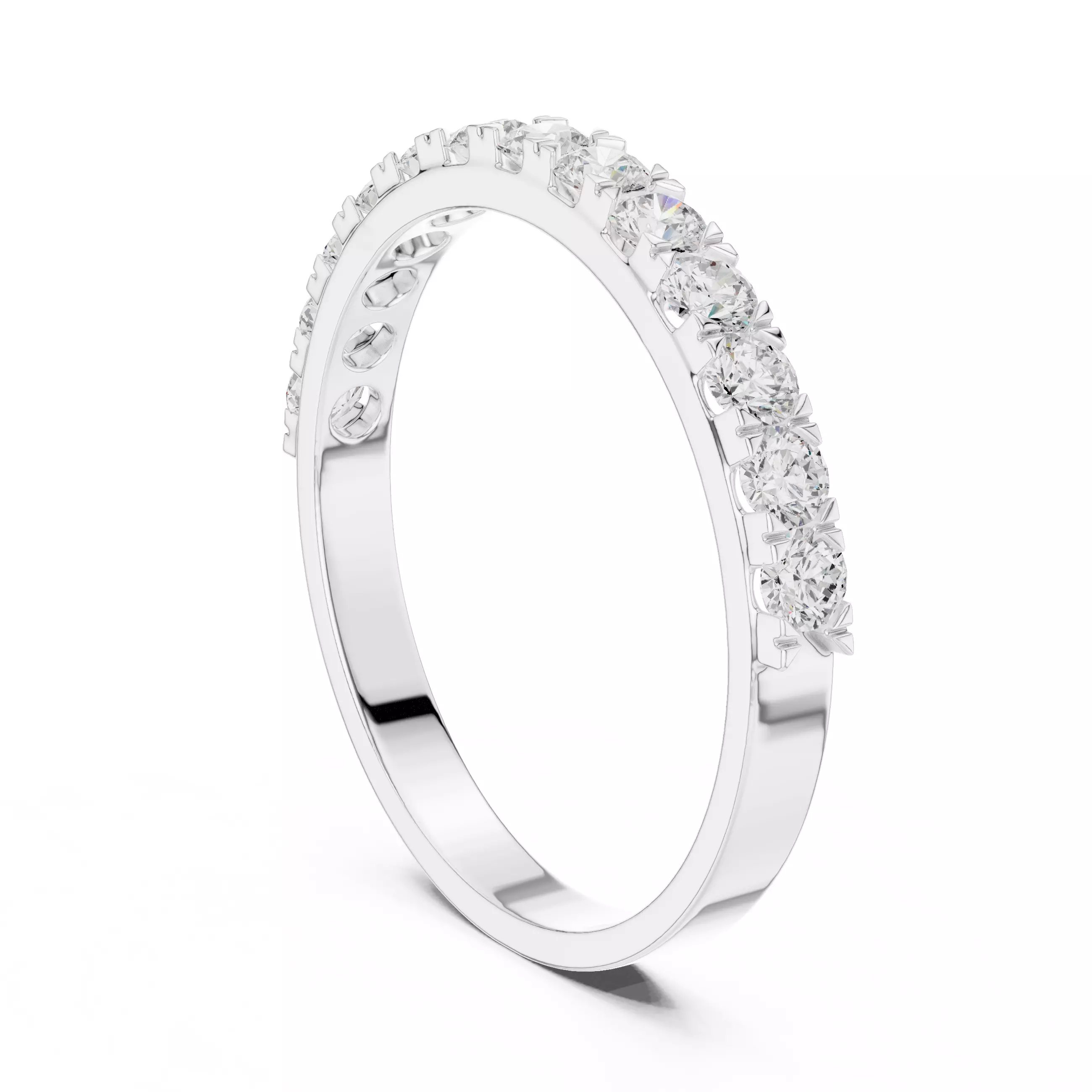 2mm Round Cut Diamond Stacking Wedding Ring ALL SIZES STL Video 3D print model_9