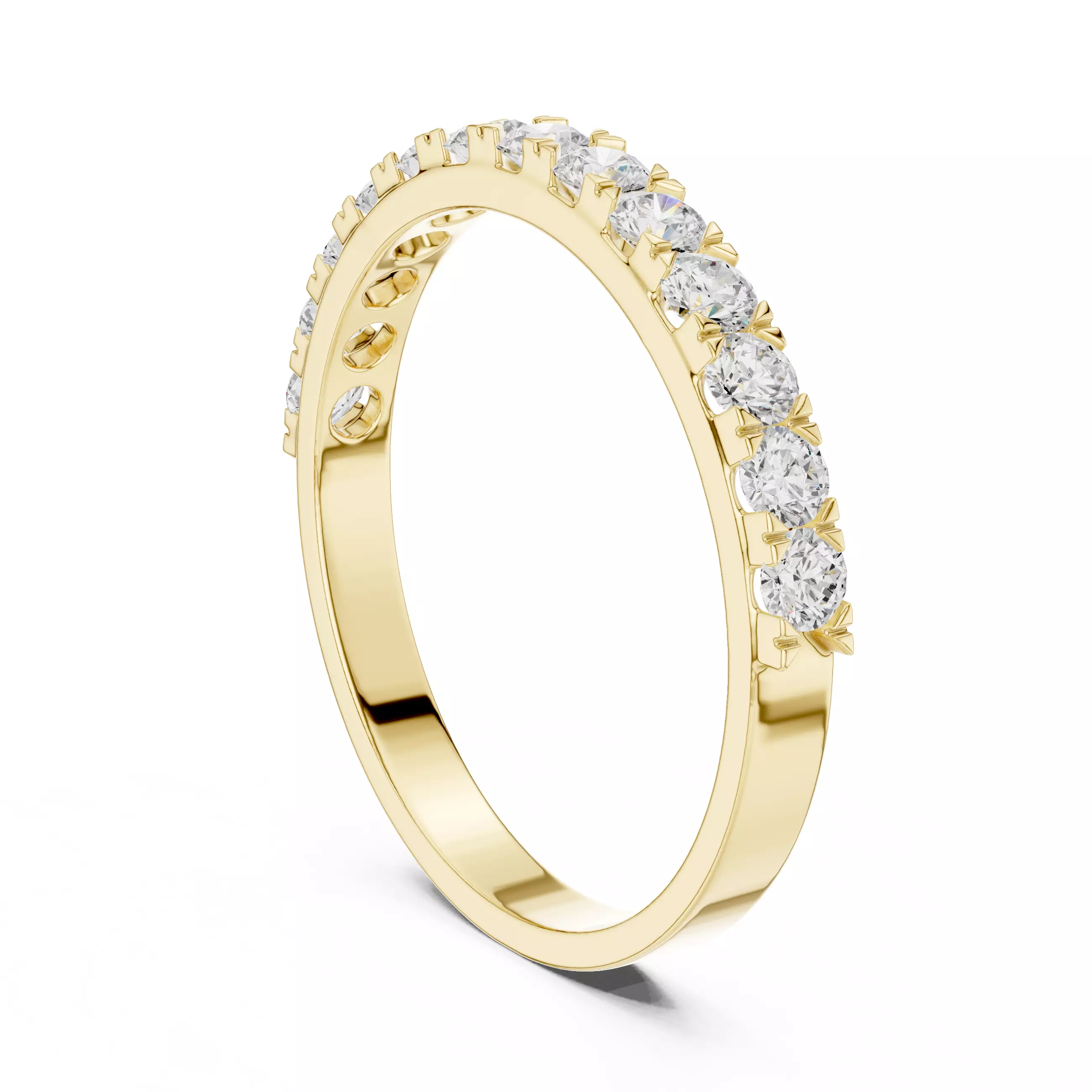 2mm Round Cut Diamond Stacking Wedding Ring ALL SIZES STL Video 3D print model_6