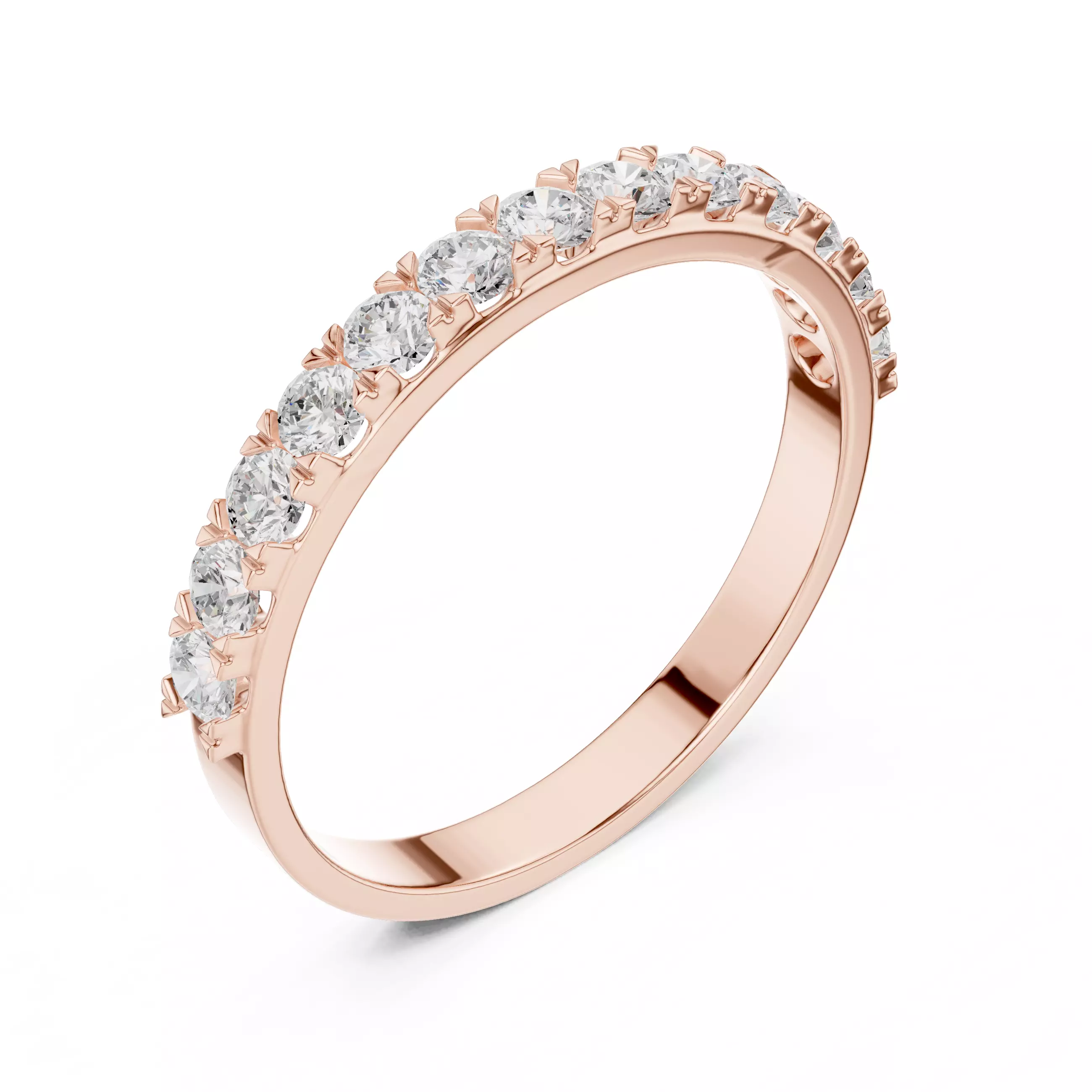 2mm Round Cut Diamond Stacking Wedding Ring ALL SIZES STL Video 3D print model_4