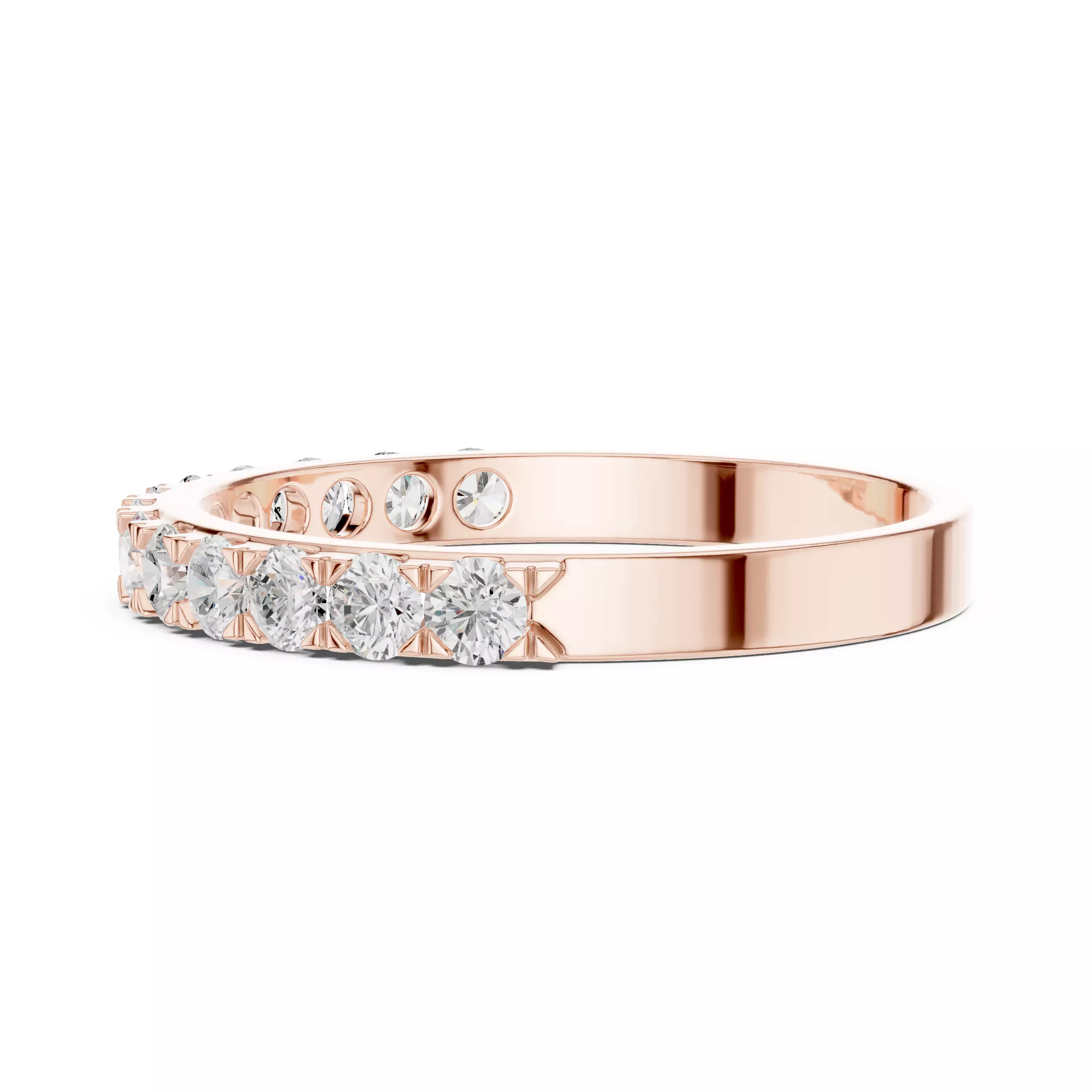 2mm Round Cut Diamond Stacking Wedding Ring ALL SIZES STL Video 3D print model_5