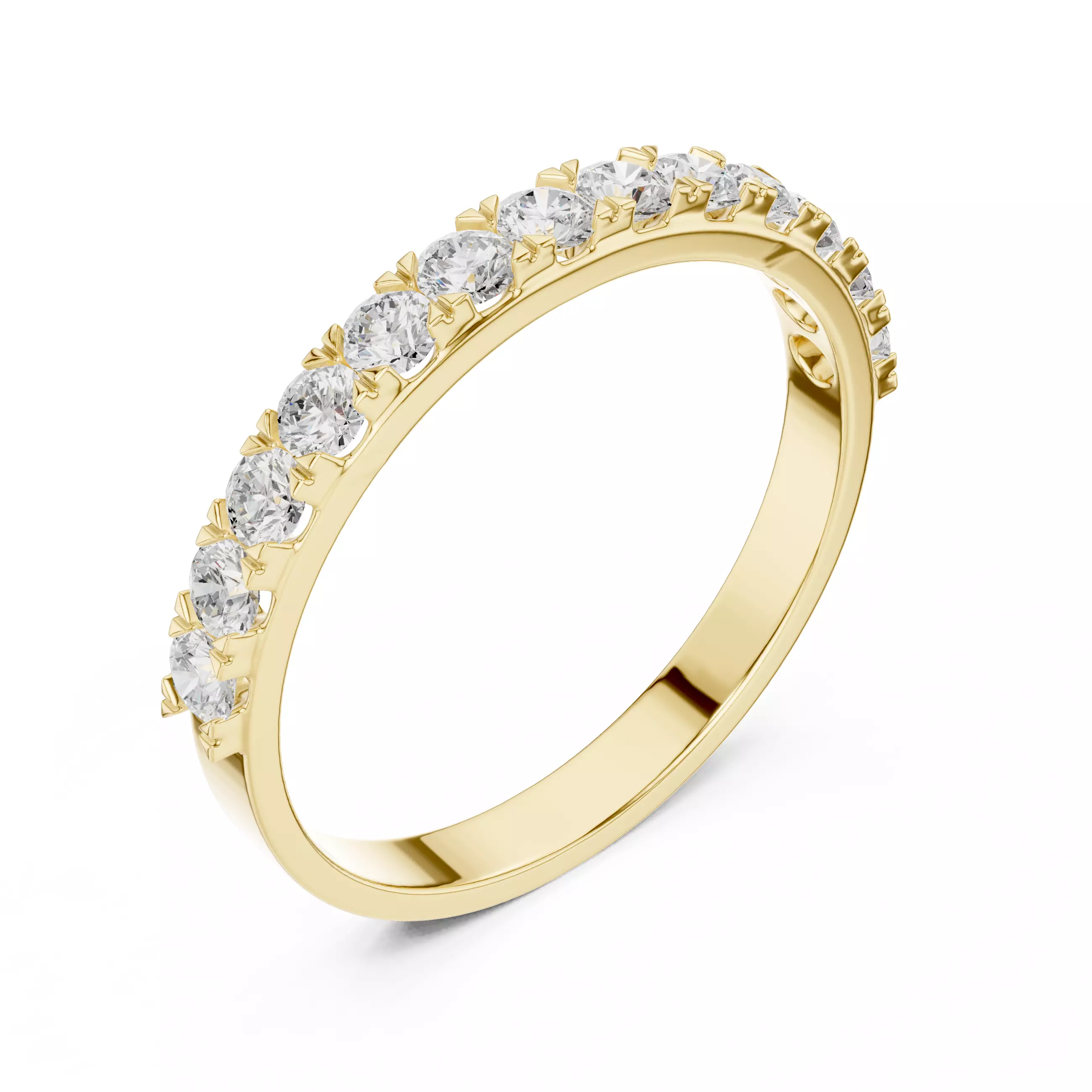 2mm Round Cut Diamond Stacking Wedding Ring ALL SIZES STL Video 3D print model_7