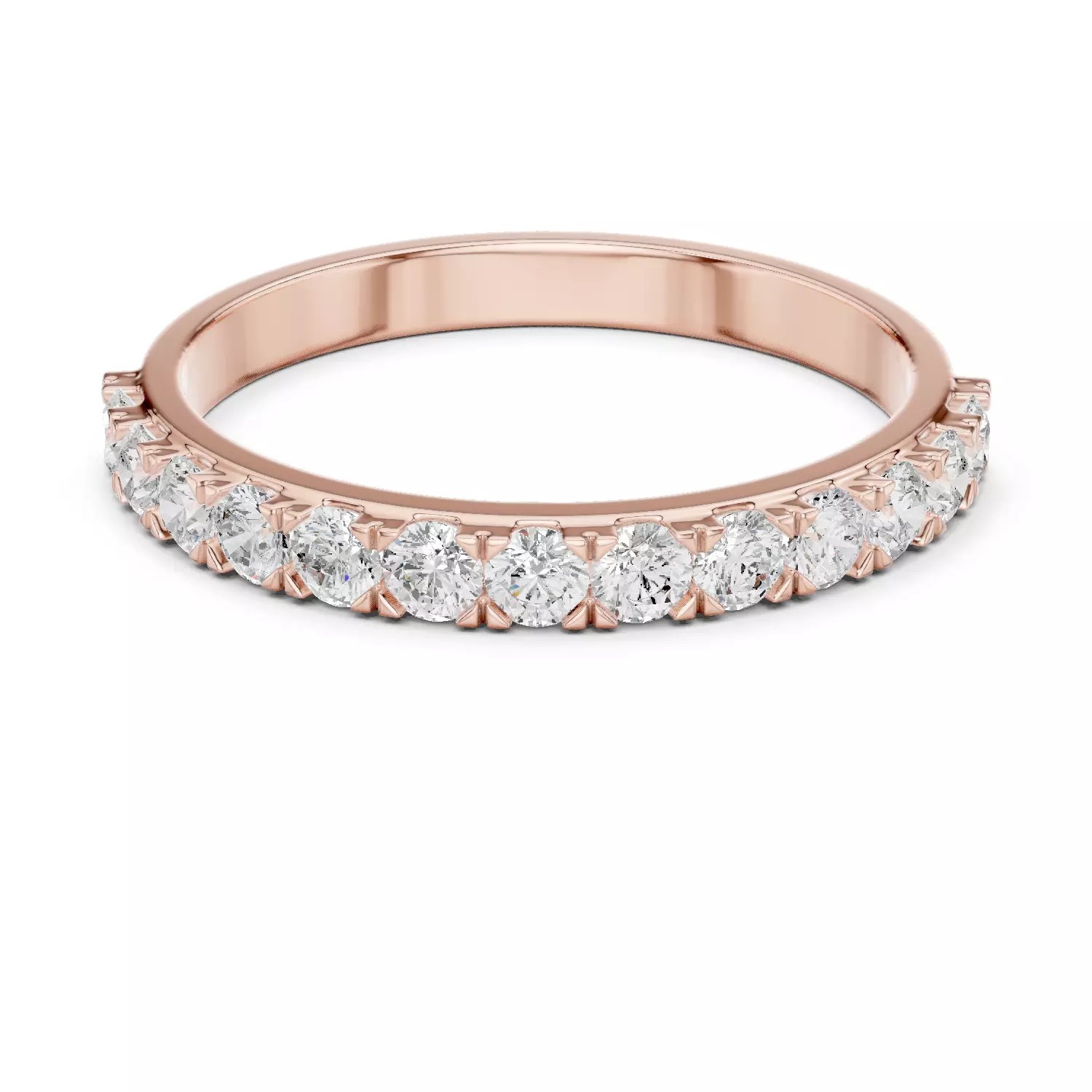 2mm Round Cut Diamond Stacking Wedding Ring ALL SIZES STL Video 3D print model_12