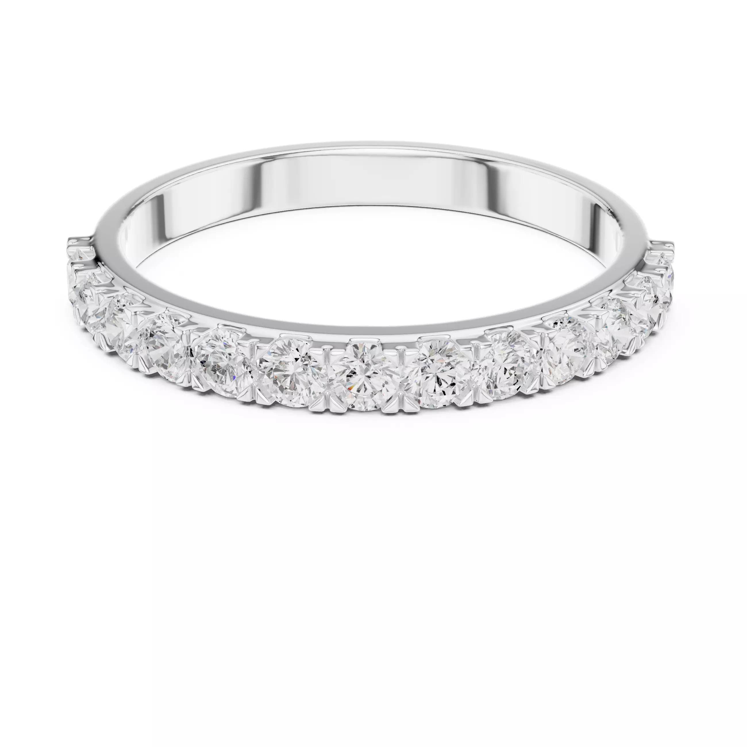 2mm Round Cut Diamond Stacking Wedding Ring ALL SIZES STL Video 3D print model_2