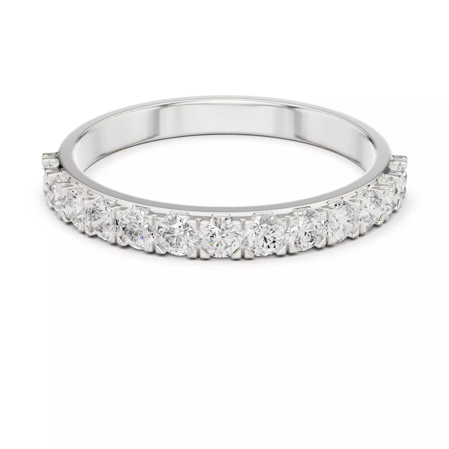 2mm Round Cut Diamond Stacking Wedding Ring ALL SIZES STL Video 3D print model_14