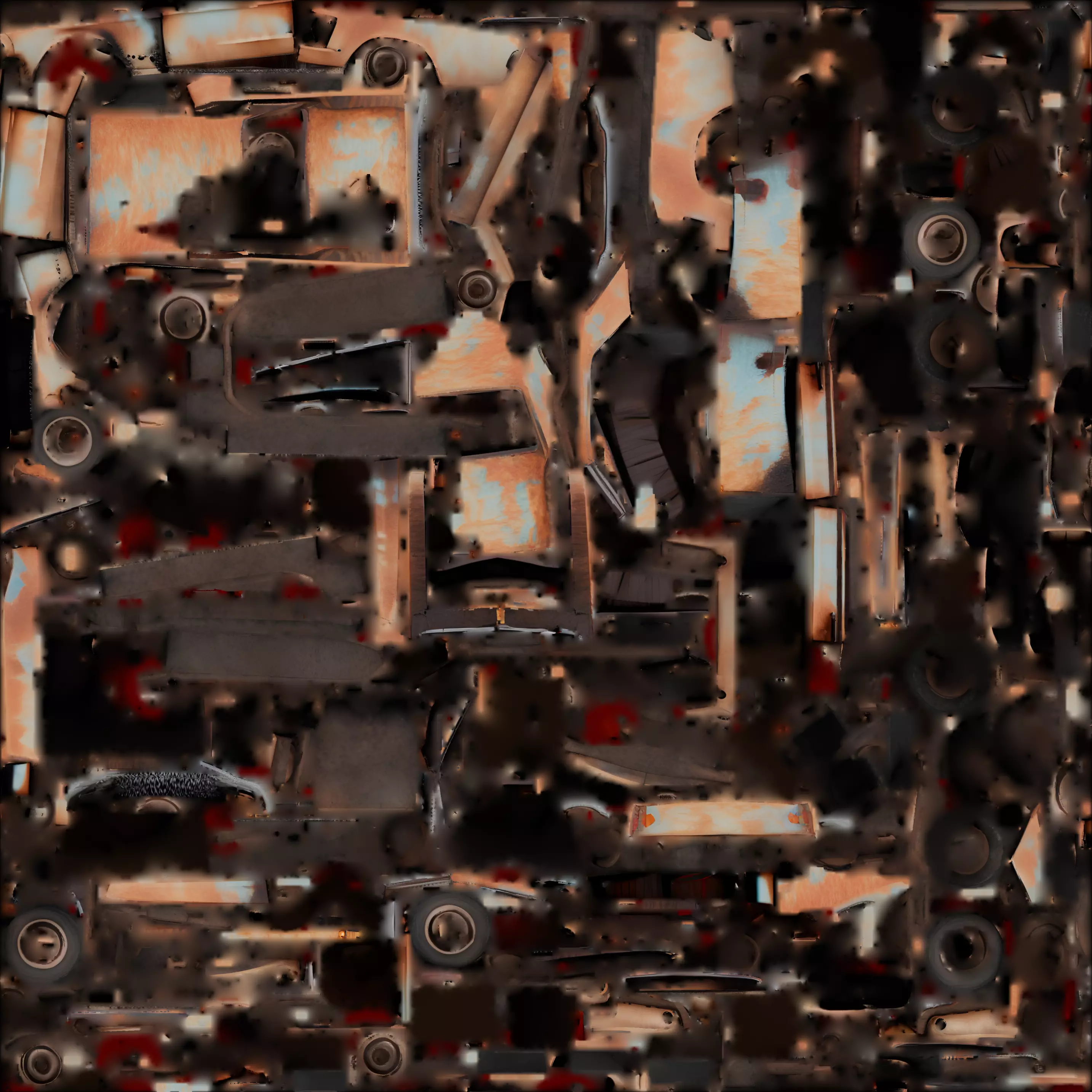 Rusted Burned Out Muscle Car 3D Model Abandoned Vehicle Low-poly 3D model_1