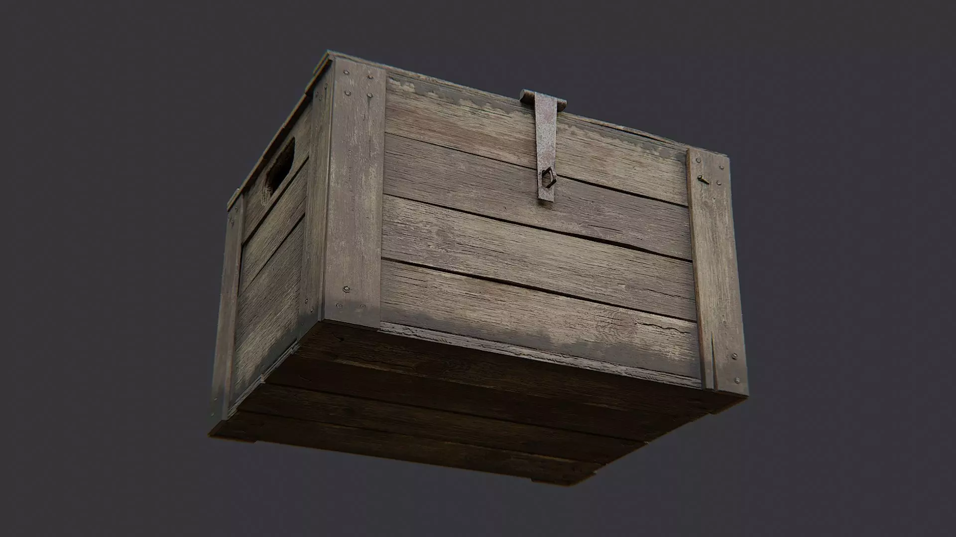 Rustic Military Wood Crate with Metal Straps Low-poly 3D model_5