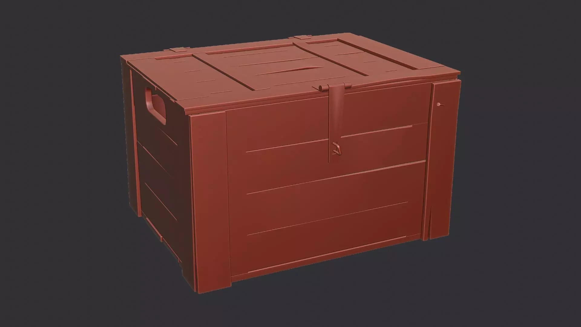 Rustic Military Wood Crate with Metal Straps Low-poly 3D model_6