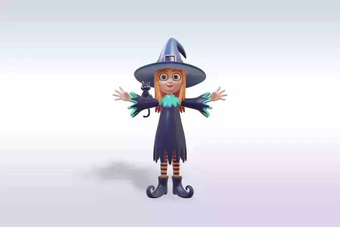 Adorable Witch Halloween Character 3D Model