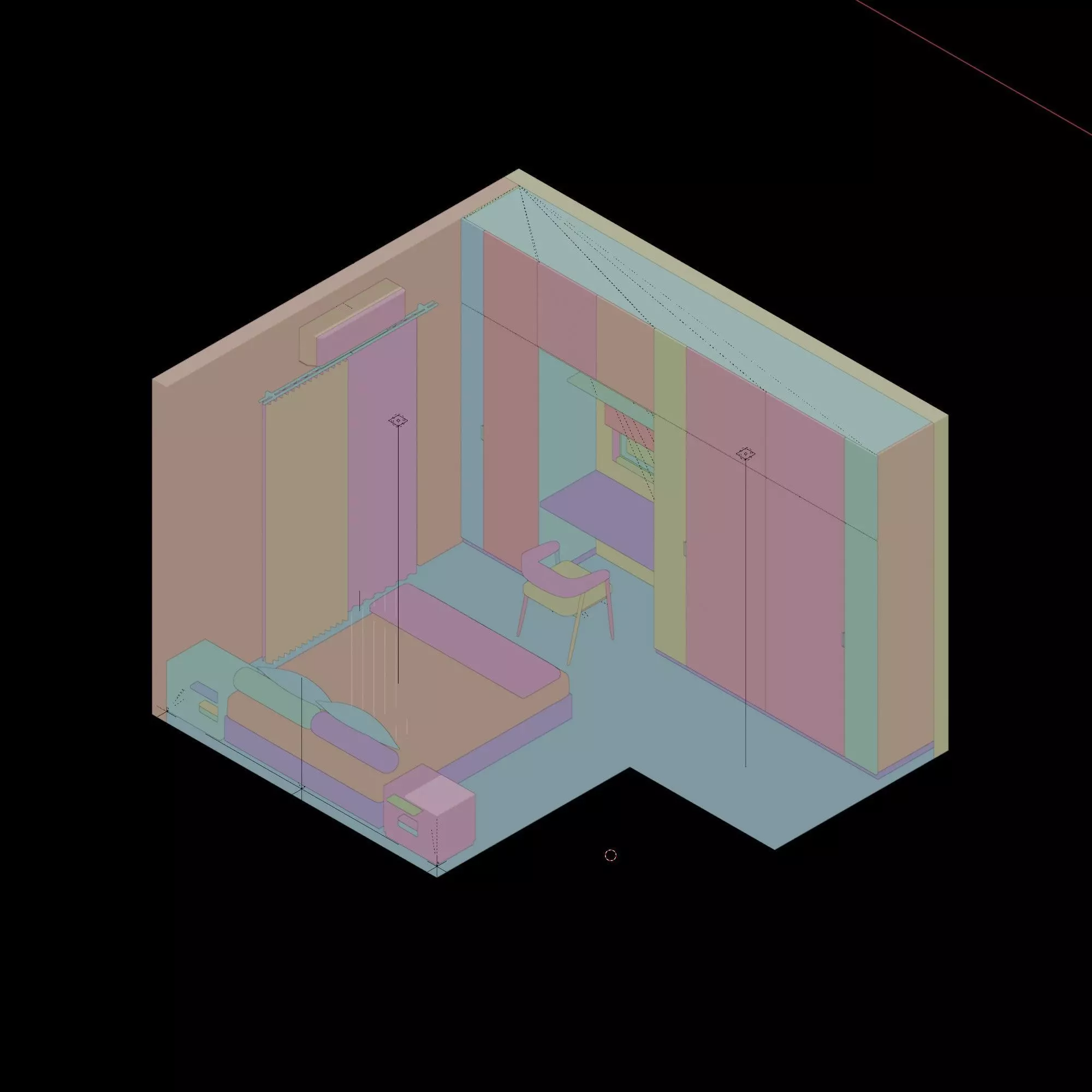 Isometric Master Bedroom 3D render design element 3D model_3