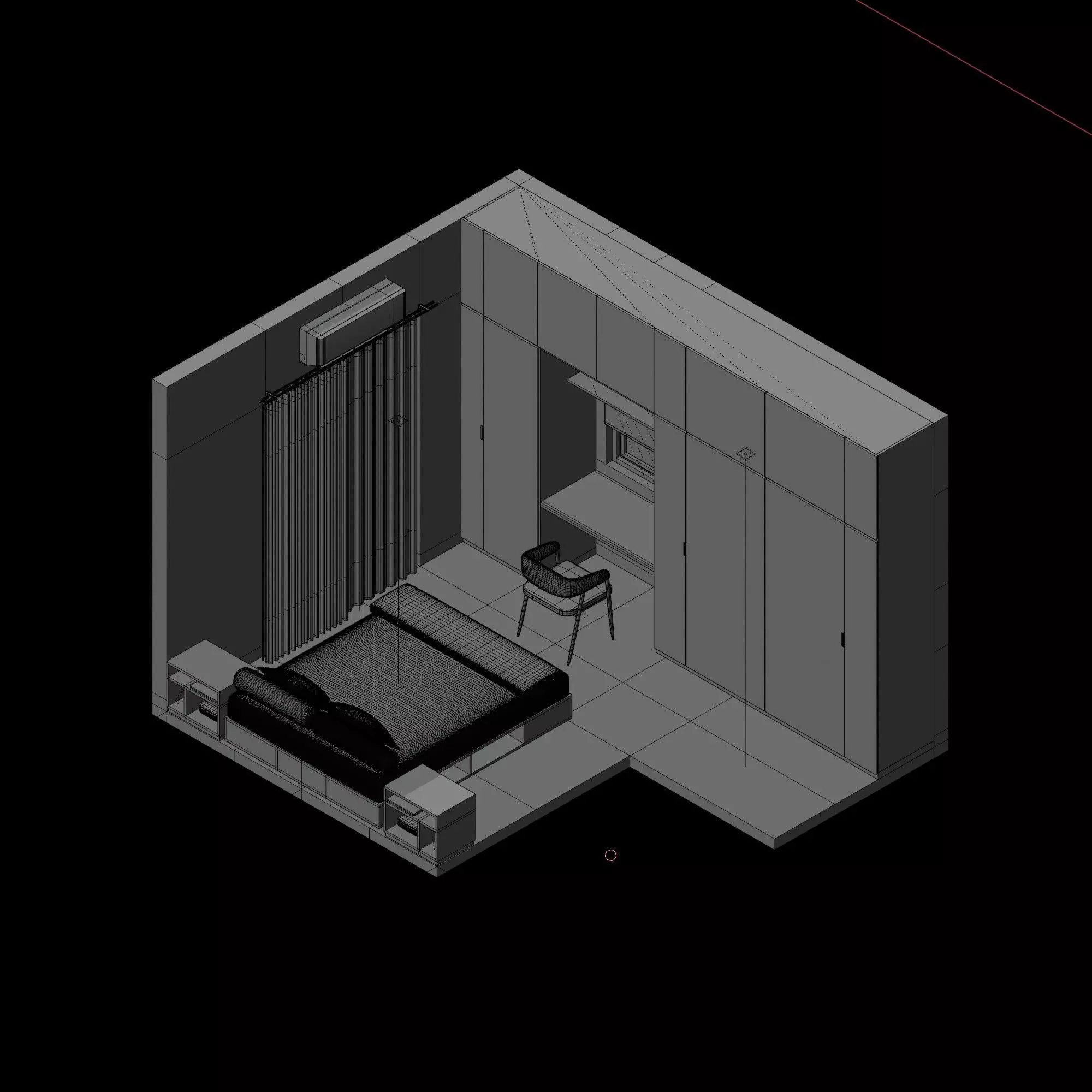 Isometric Master Bedroom 3D render design element 3D model_1