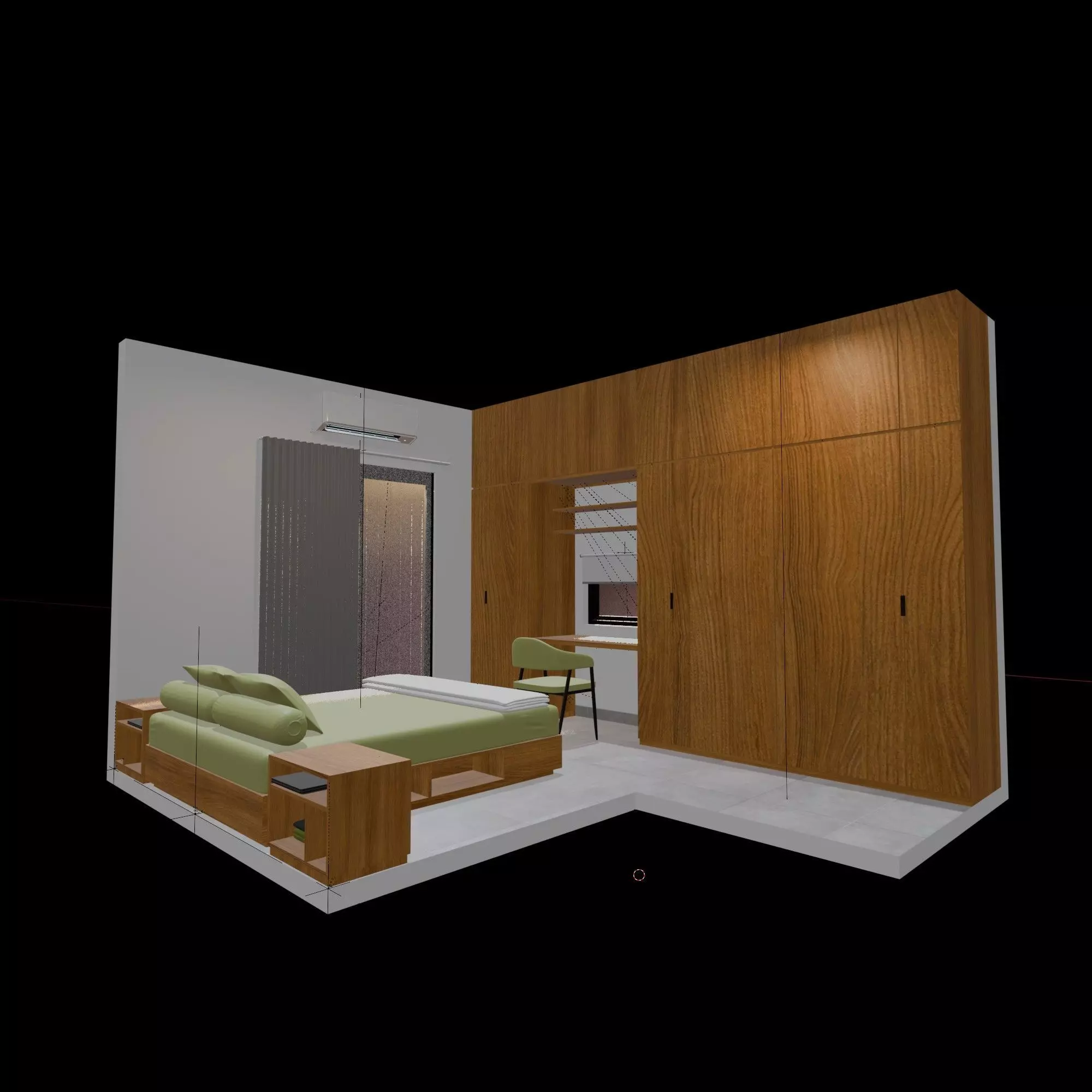 Isometric Master Bedroom 3D render design element 3D model_5