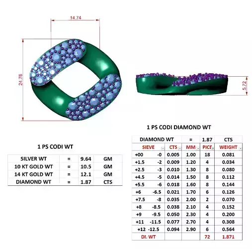 Mosice setting Cuban Chain 24mm 3D print model