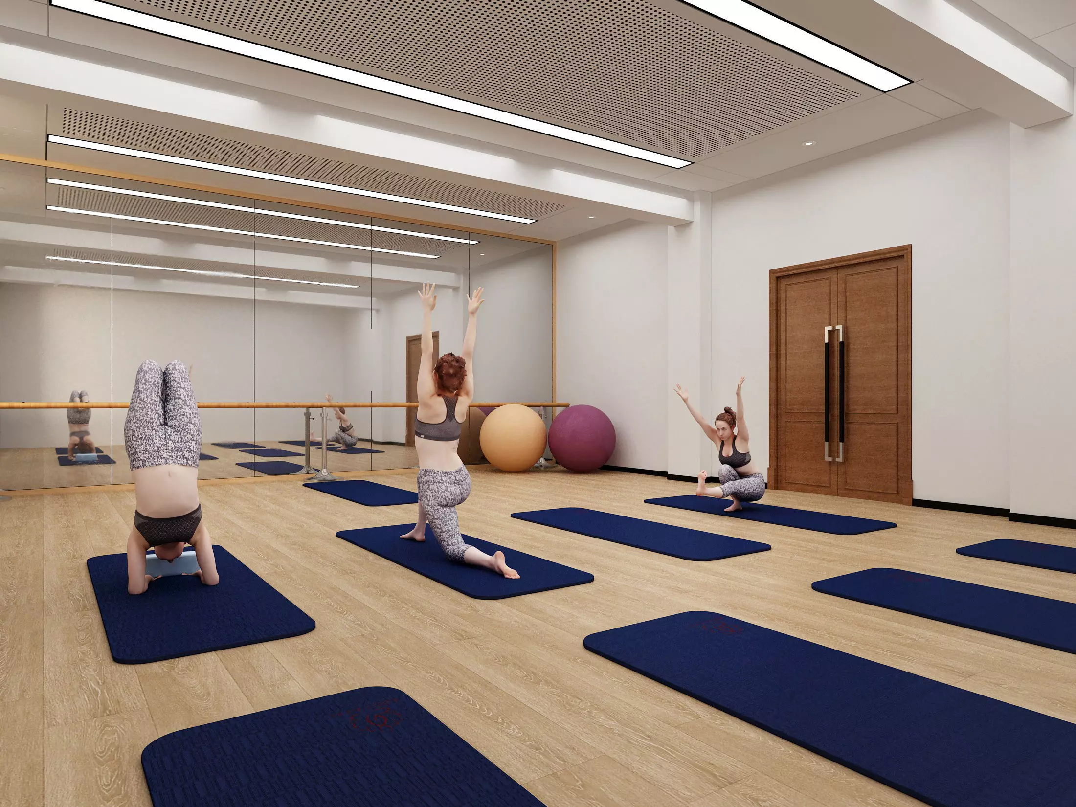 Dance yoga classroom Low-poly 3D model_1