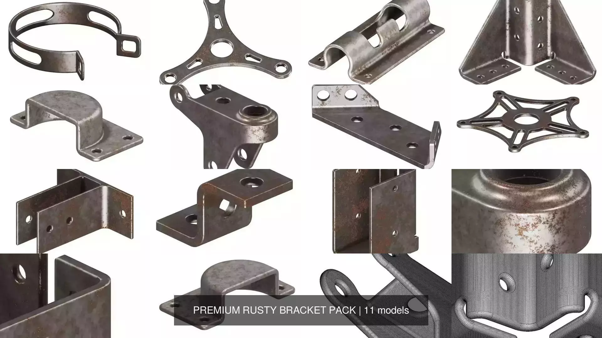 PREMIUM RUSTY BRACKET PACK 3D Model Collection_0