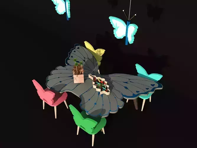 Butterfly Children Table and Chairs Set