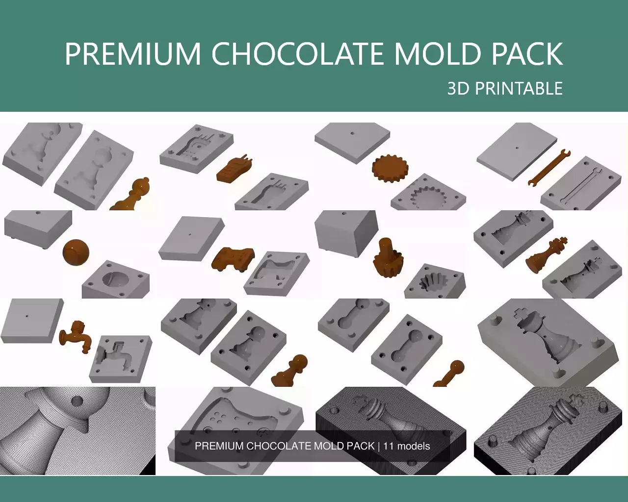 PREMIUM CHOCOLATE MOLD PACK 3D Model Collection_0