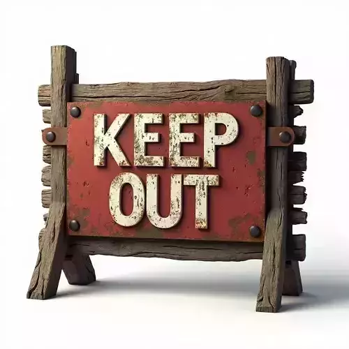 Keep Out Warning Sign 3D Model Post Apocalyptic Prop