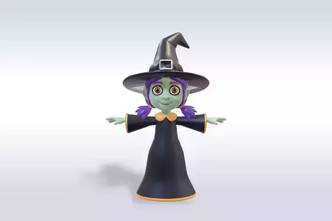 Adorable Witch Halloween Character 3D Model
