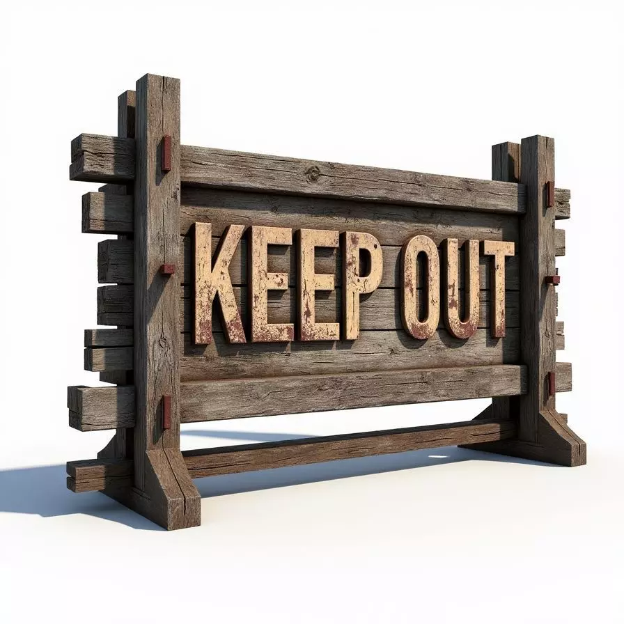 Keep Out Wooden Barricade 3D Model Post Apocalyptic Prop Low-poly 3D model_0