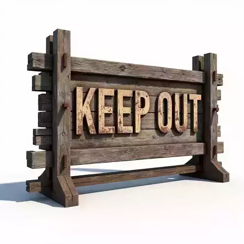 Keep Out Wooden Barricade 3D Model Post Apocalyptic Prop Low-poly 3D model