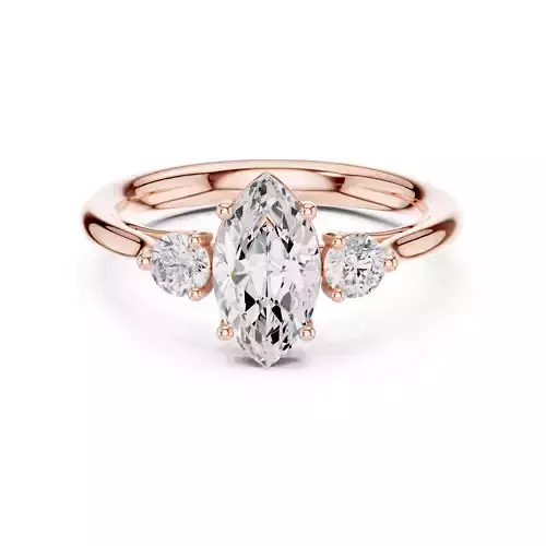 Three Stone Marquise Diamond Wedding Ring ALL SIZES STL Video