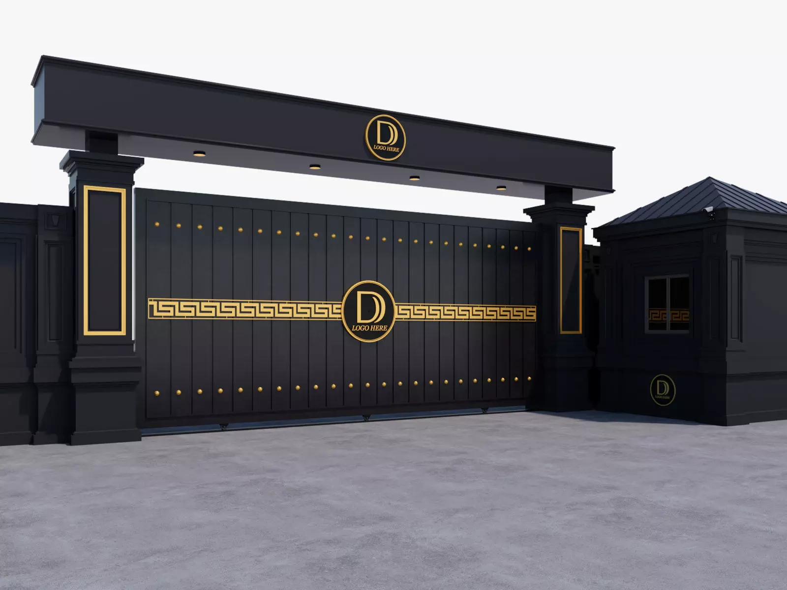 Main Site Entrance Gate Door 2 3D model_0