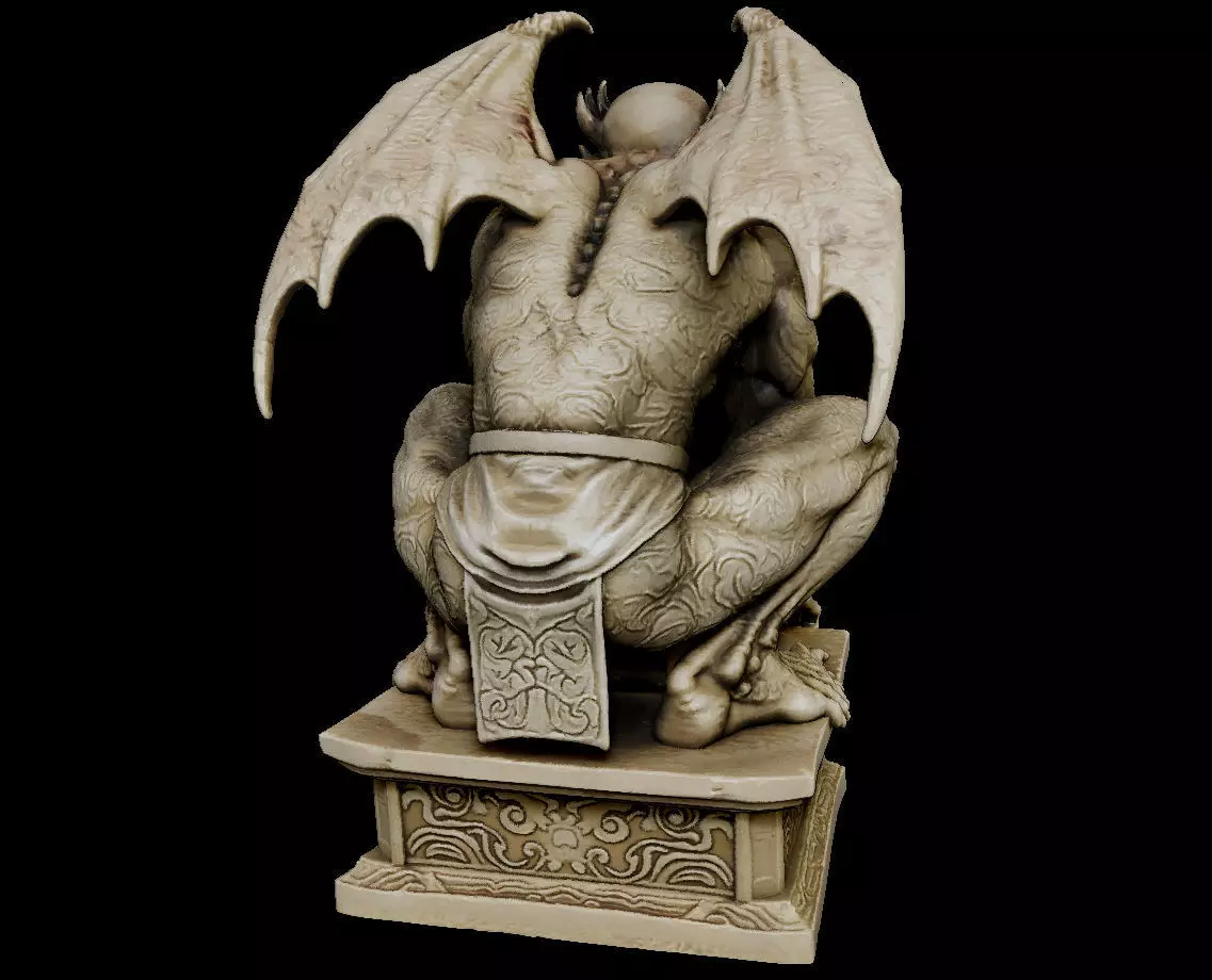 Japanese Oni Gargoyle Statue Tattoo Wabori Irezumi 3D print model_4