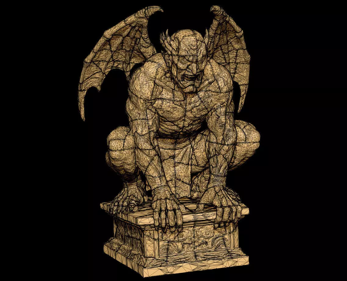Japanese Oni Gargoyle Statue Tattoo Wabori Irezumi 3D print model_7