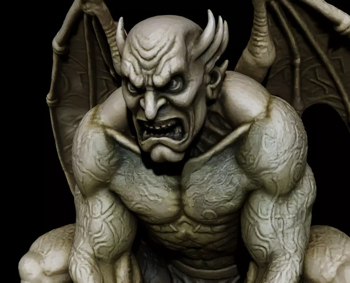 Japanese Oni Gargoyle Statue Tattoo Wabori Irezumi 3D print model_6