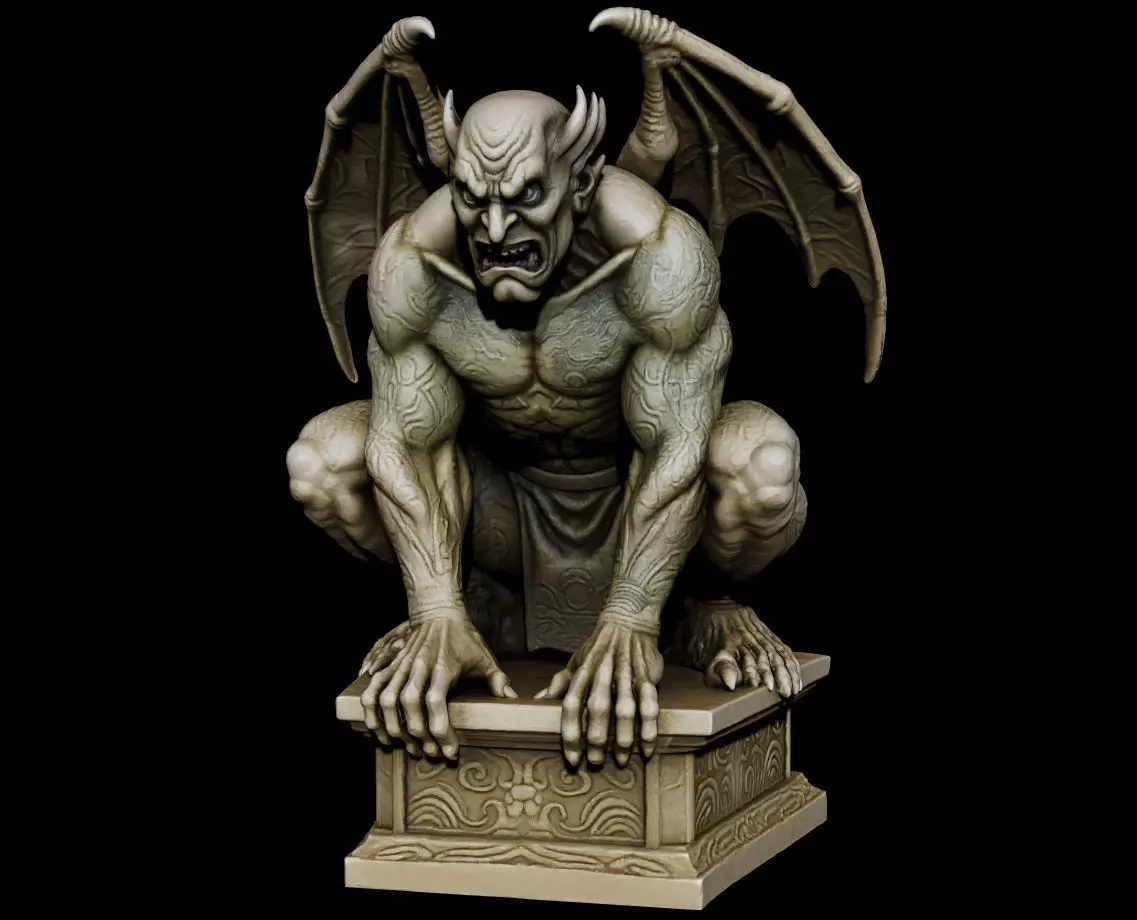 Japanese Oni Gargoyle Statue Tattoo Wabori Irezumi 3D print model_1