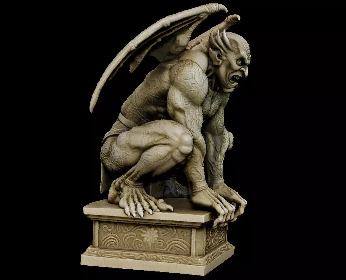 Japanese Oni Gargoyle Statue Tattoo Wabori Irezumi 3D print model_3