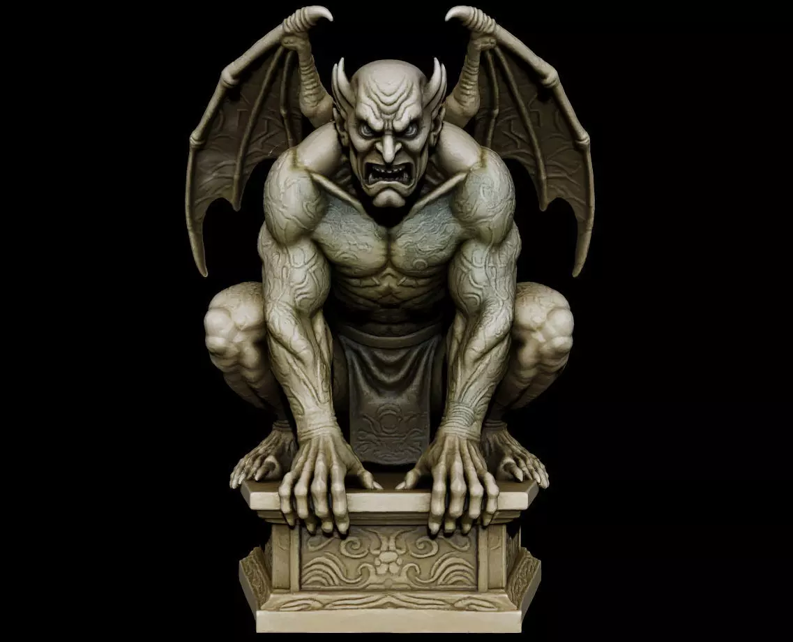 Japanese Oni Gargoyle Statue Tattoo Wabori Irezumi 3D print model_2