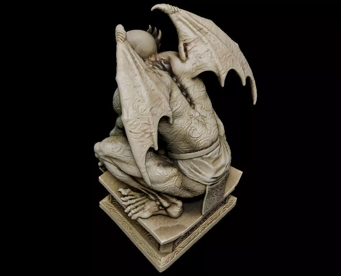 Japanese Oni Gargoyle Statue Tattoo Wabori Irezumi 3D print model_5