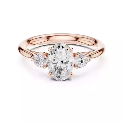 Three Stone Oval Cut Diamond Engagement Ring ALL SIZES STL Video