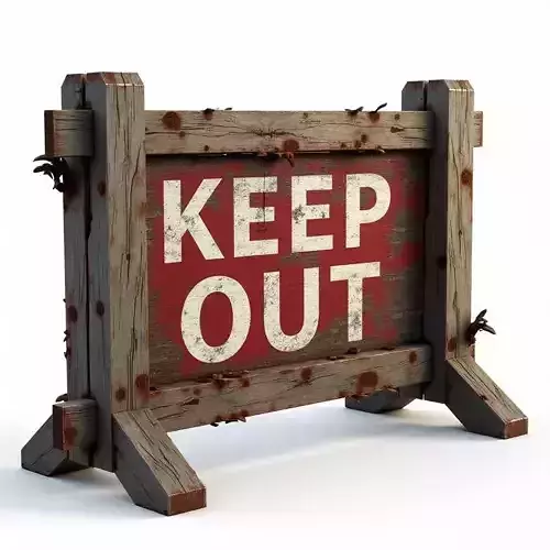 Keep Out Spiked Barricade 3D Model Hazardous Prop