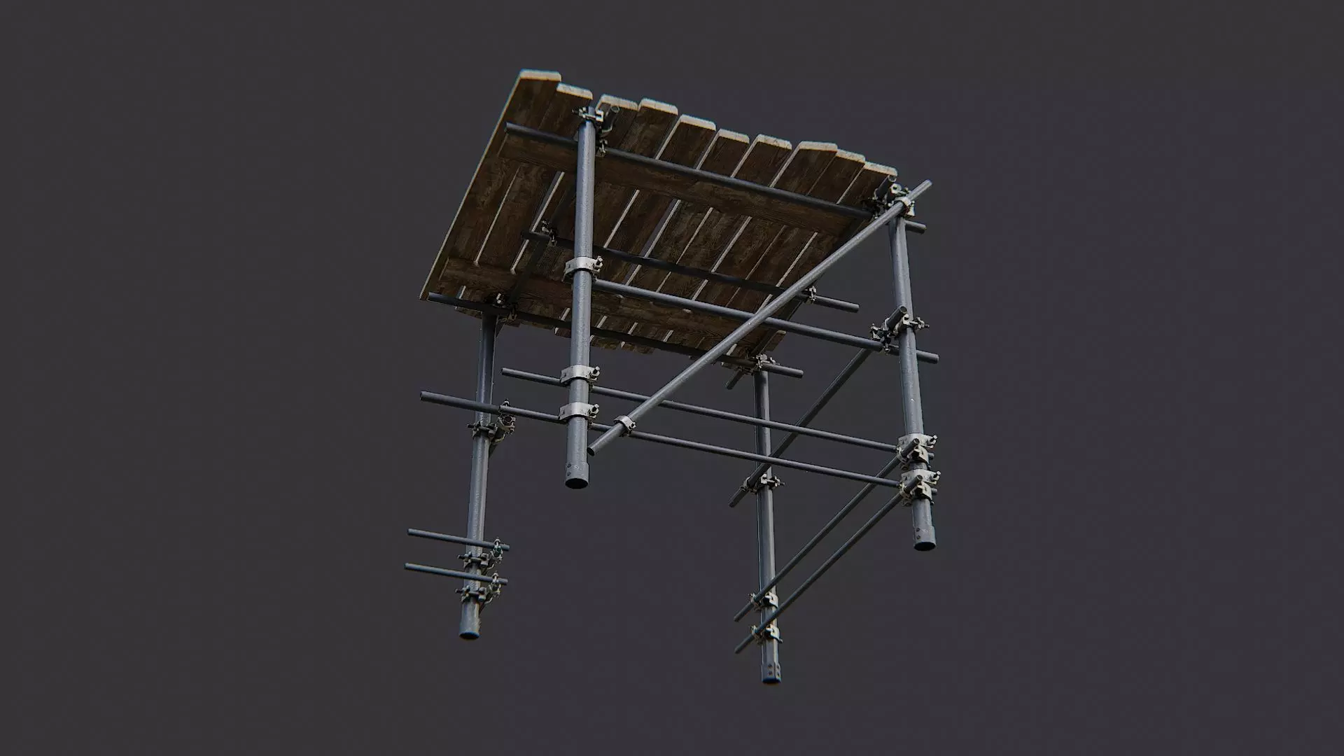 Corner Scaffold Kit with Wood Planks Low-poly 3D model_5
