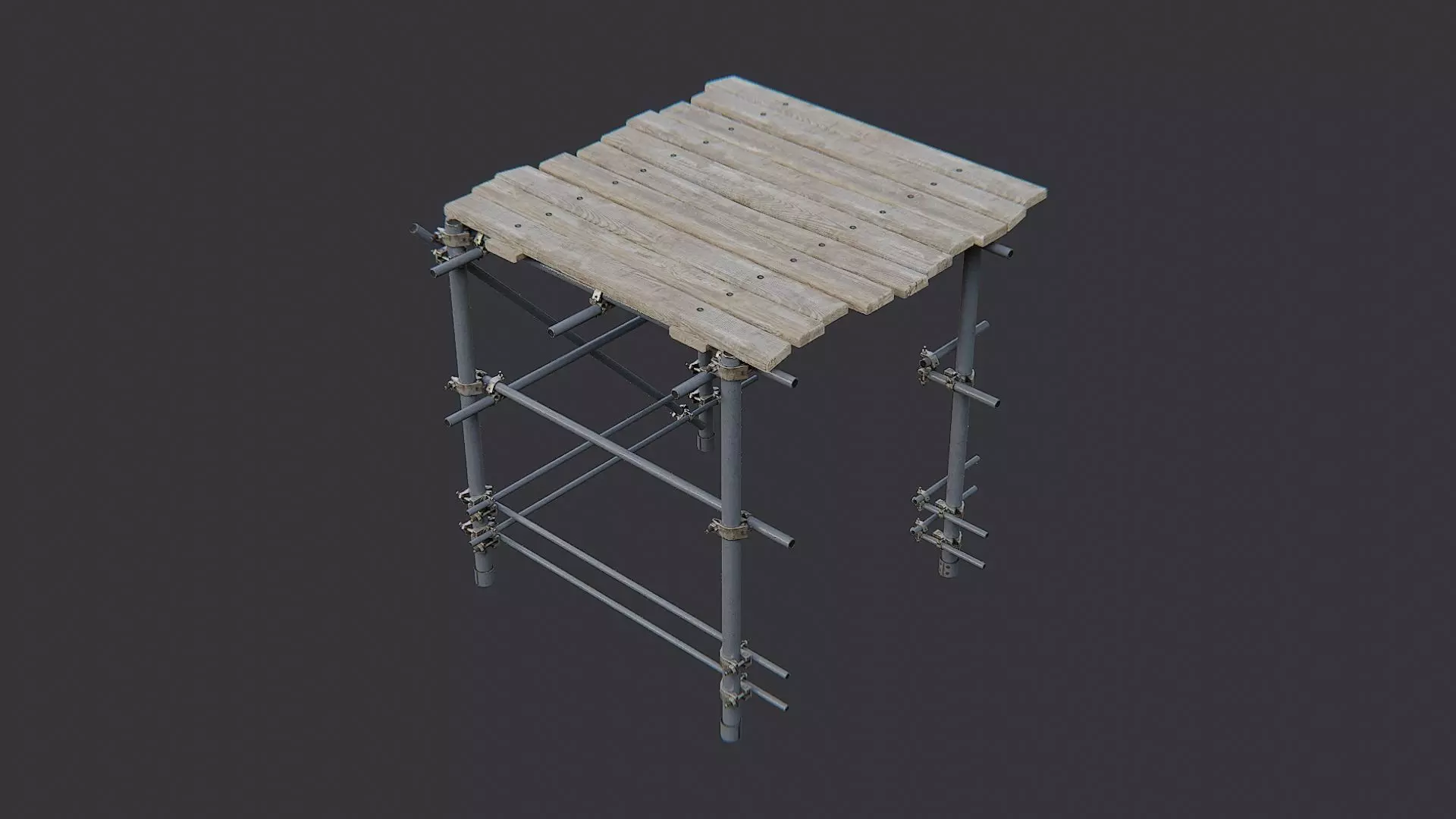 Corner Scaffold Kit with Wood Planks Low-poly 3D model_3