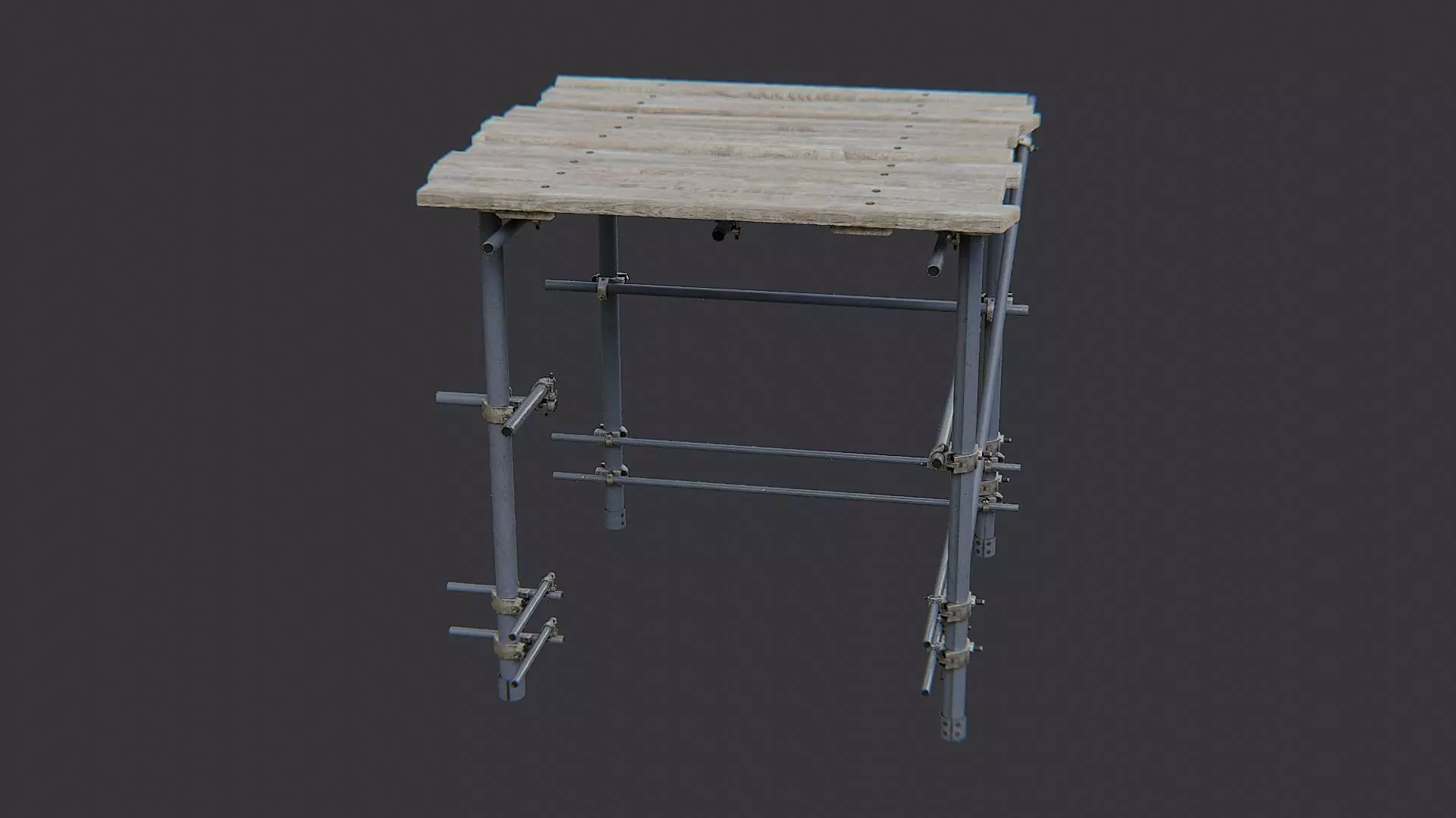 Corner Scaffold Kit with Wood Planks Low-poly 3D model_1