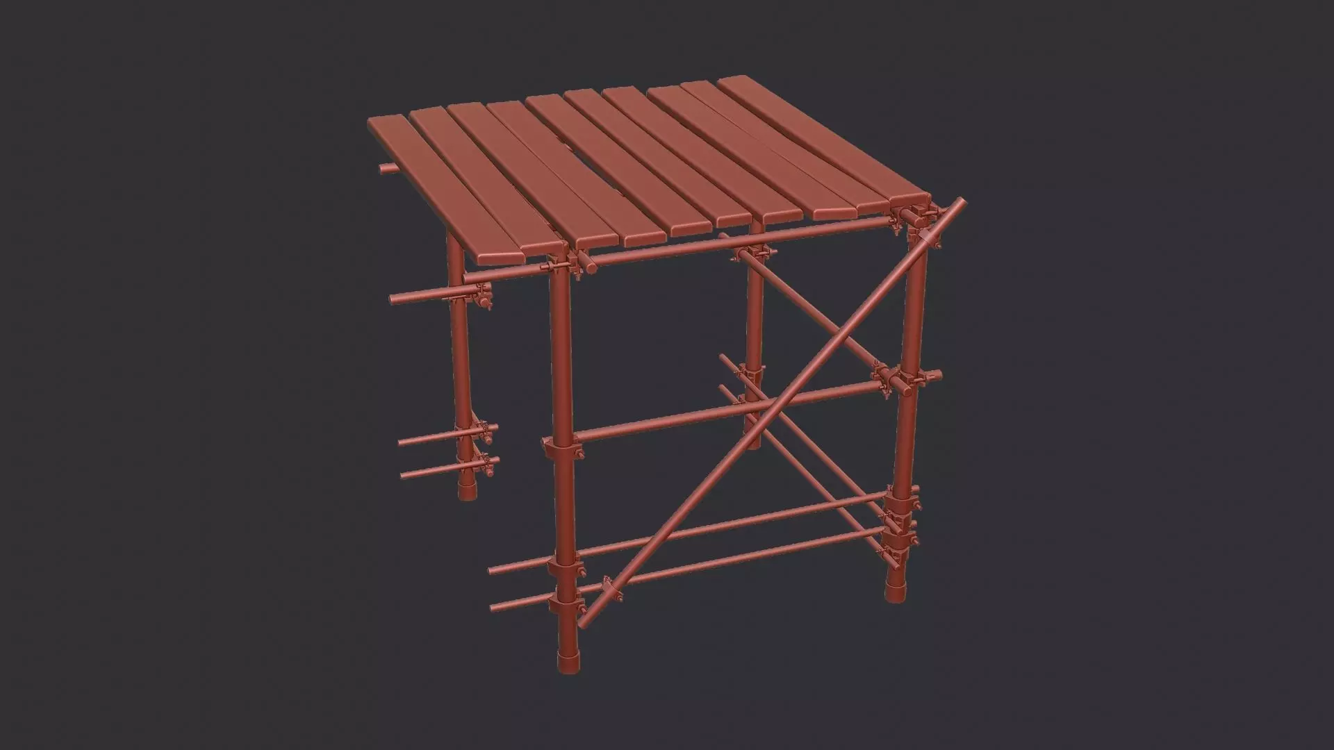 Corner Scaffold Kit with Wood Planks Low-poly 3D model_6