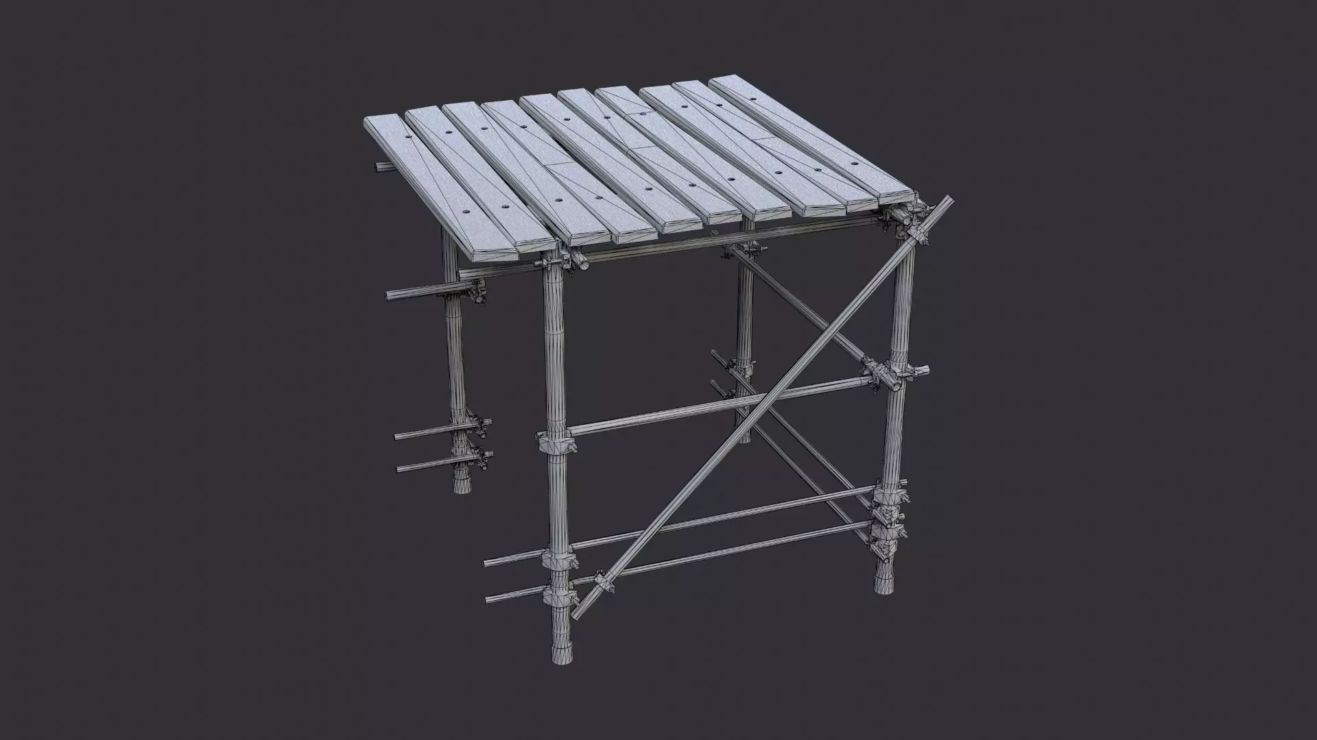 Corner Scaffold Kit with Wood Planks Low-poly 3D model_7