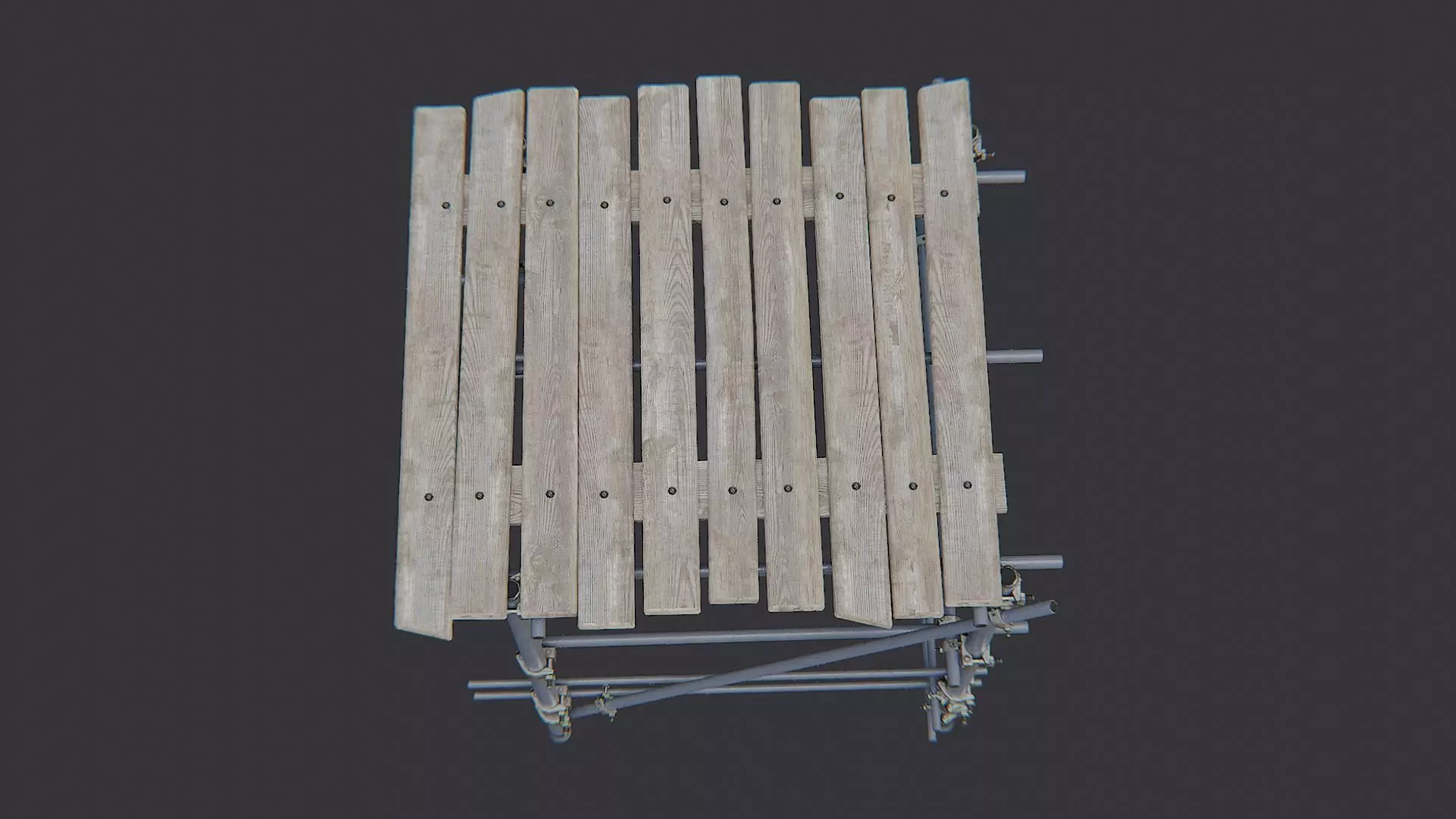 Corner Scaffold Kit with Wood Planks Low-poly 3D model_4