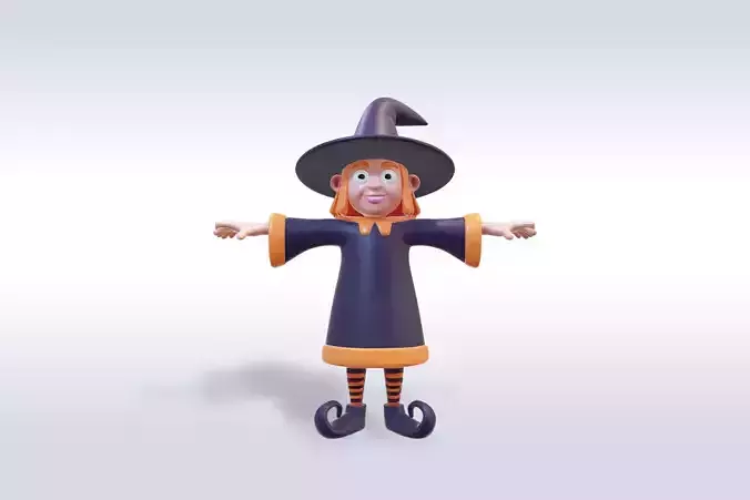 Adorable Witch Halloween Character 3D Model