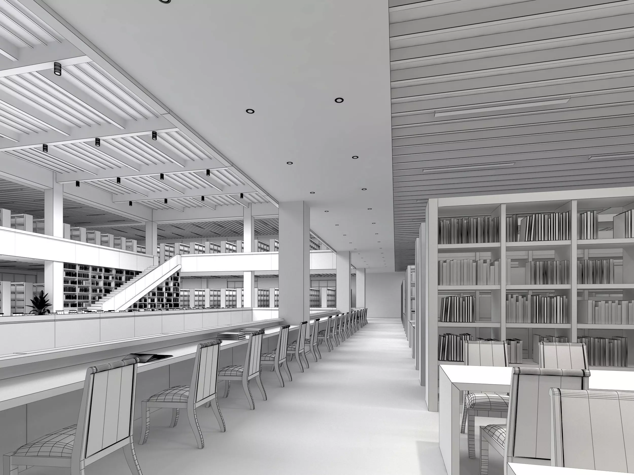 library Low-poly 3D model_12