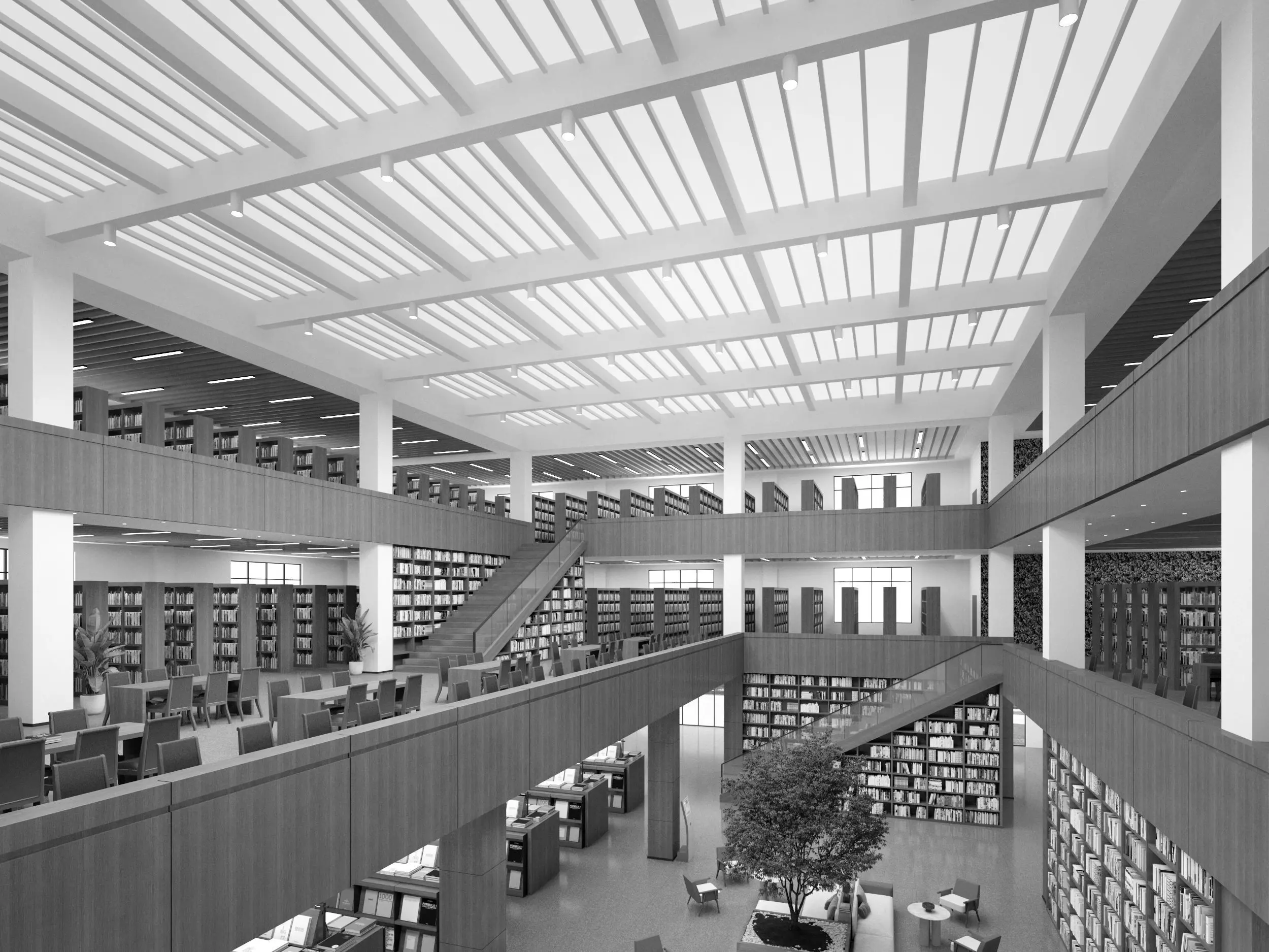 library Low-poly 3D model_11