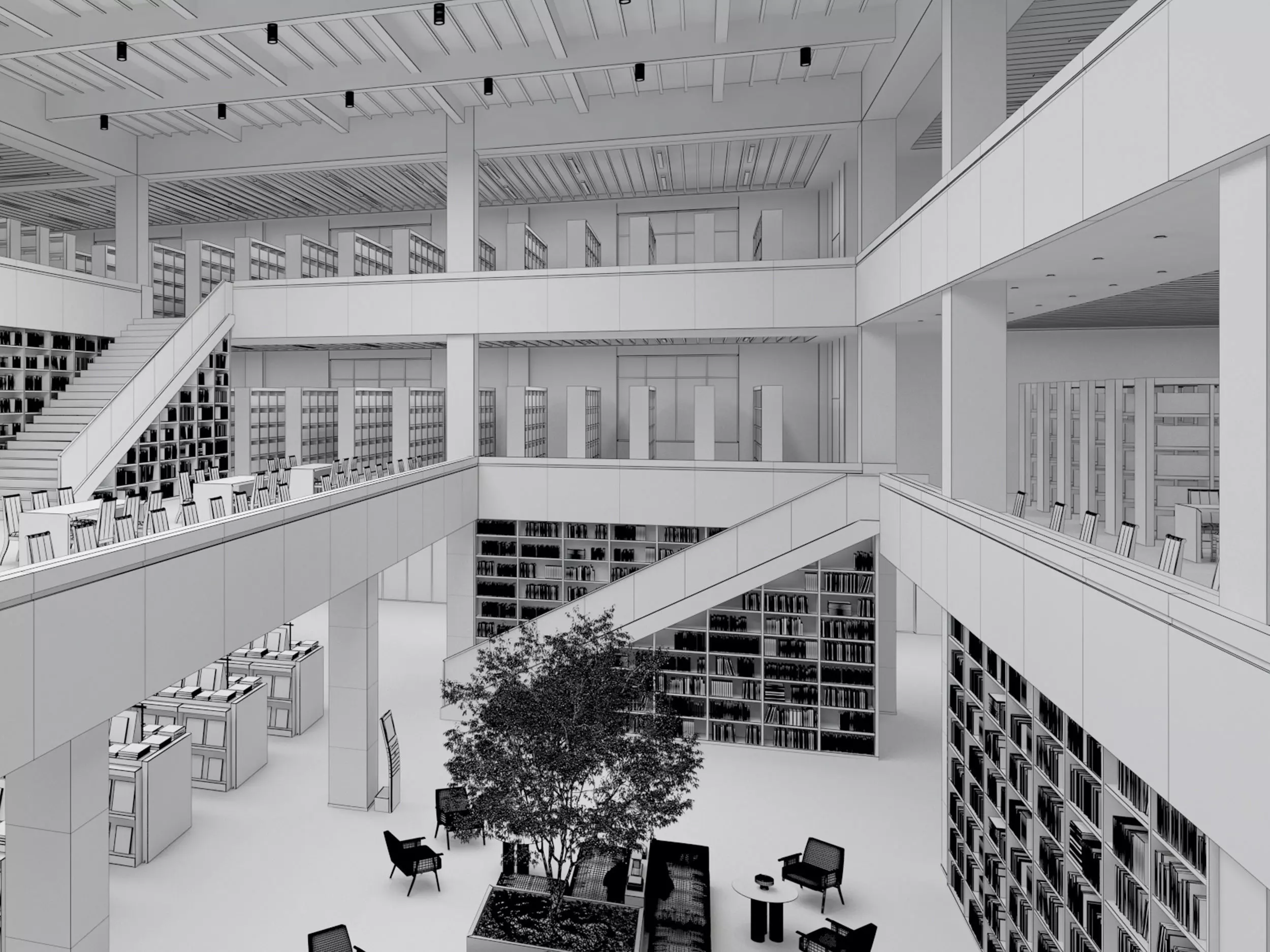 library Low-poly 3D model_16