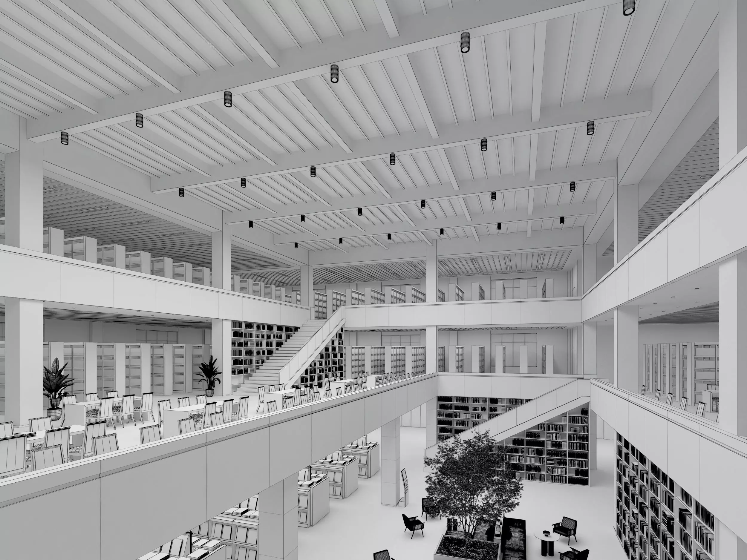 library Low-poly 3D model_14