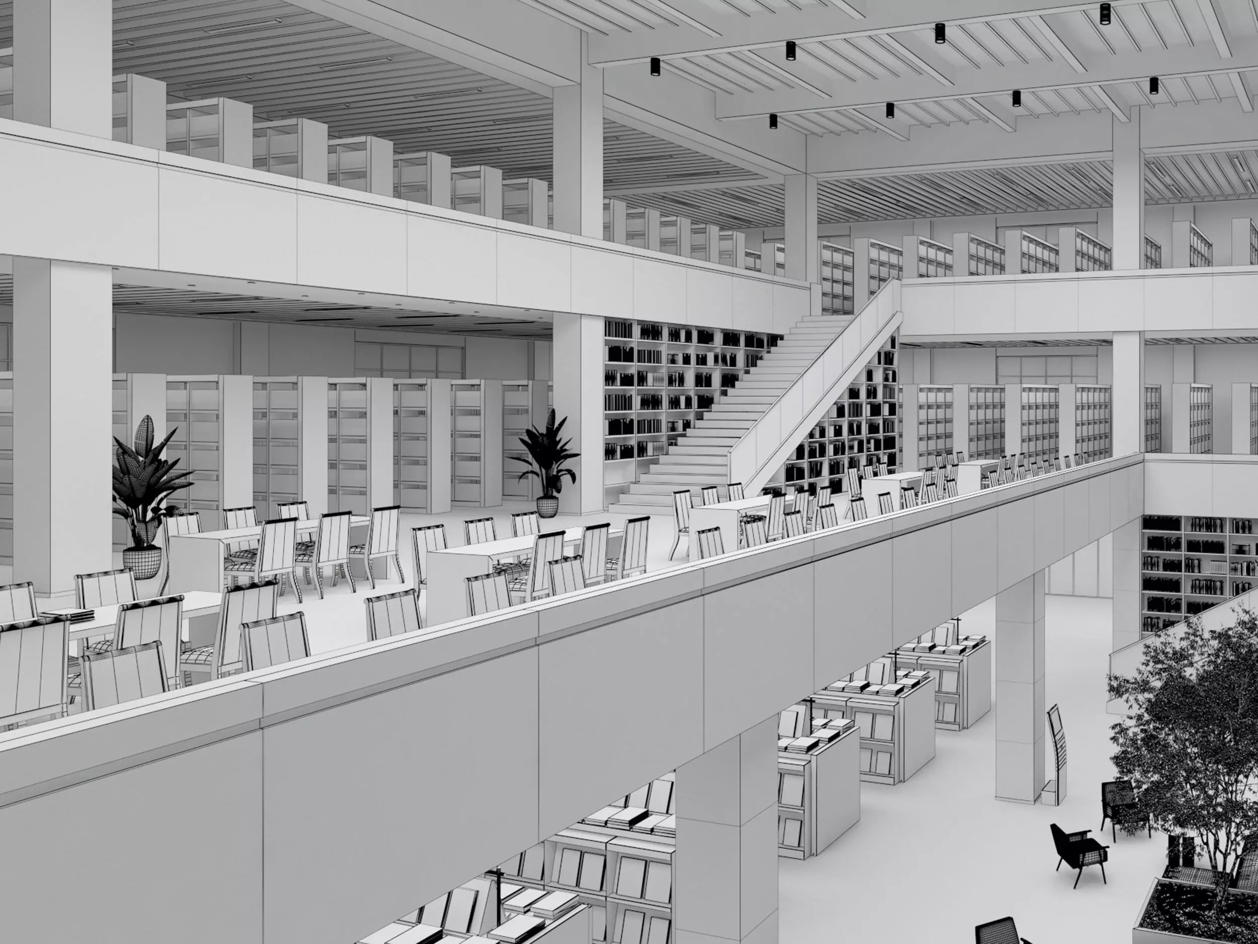 library Low-poly 3D model_15