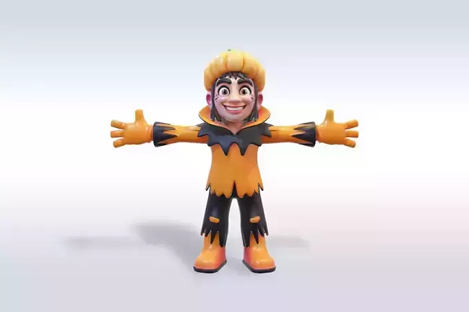 Cheerful Pumpkin Boy Halloween Character