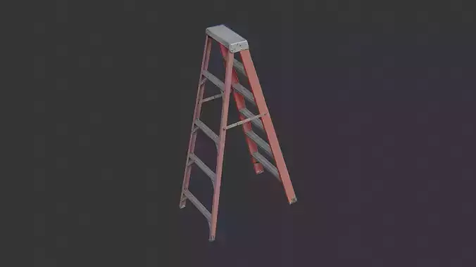 Red Metal Worn Open Ladder