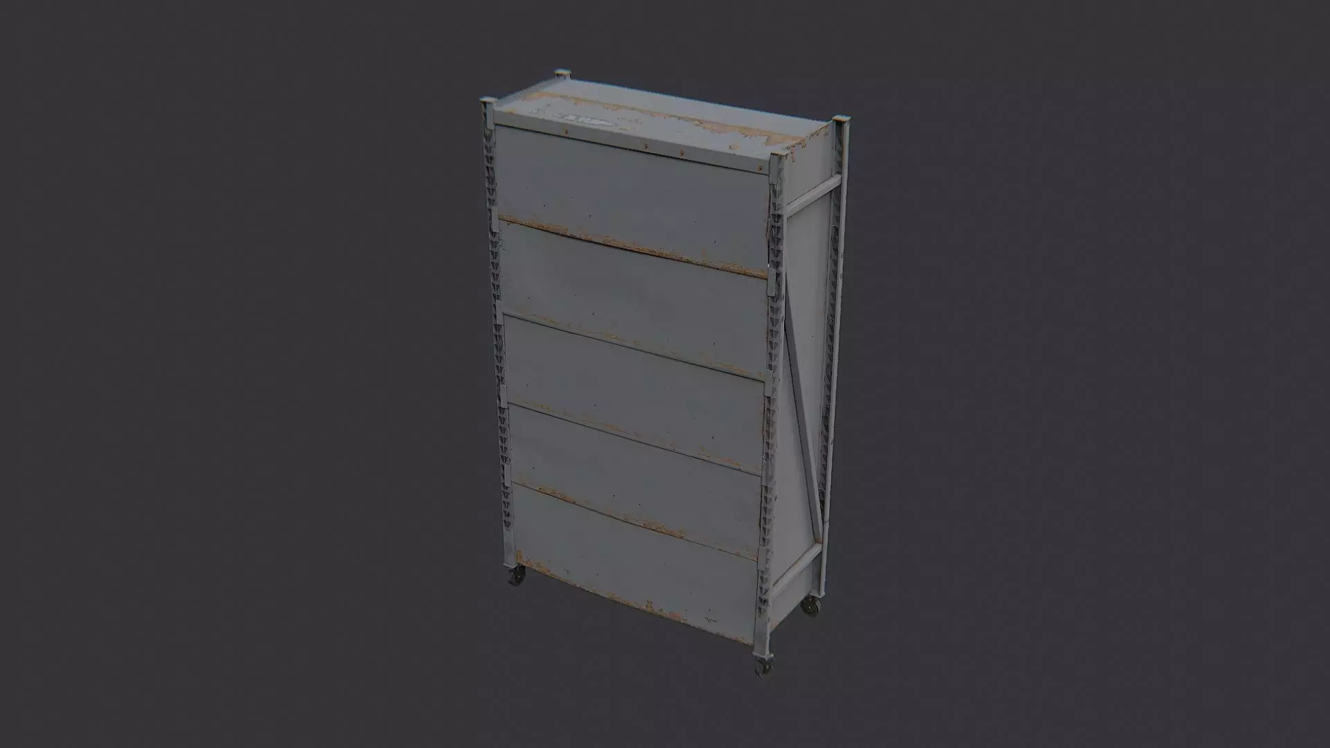 Garage rolling metal shelf cabinet Low-poly 3D model_1